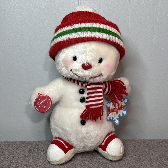 Russ Other - Vintage Russ Berrie SNOWFLAKE Snowman Wearing Hat Scarf 10" stuffed plush